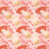 Popelín Algodón Estampado Abanicos Flores Rosa - Ribes y Casals