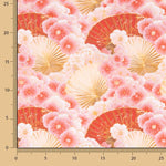 Popelín Algodón Estampado Abanicos Flores Rosa - Ribes y Casals