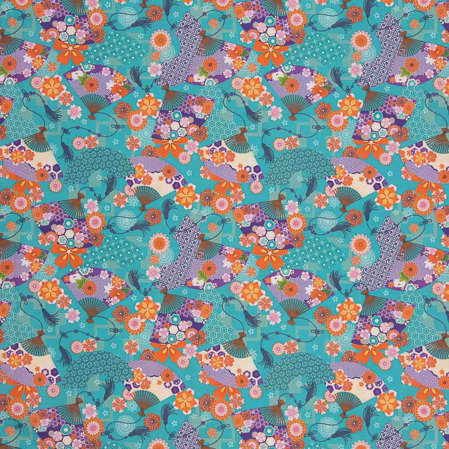 Popelín Algodón Estampado Abanicos - Ribes y Casals