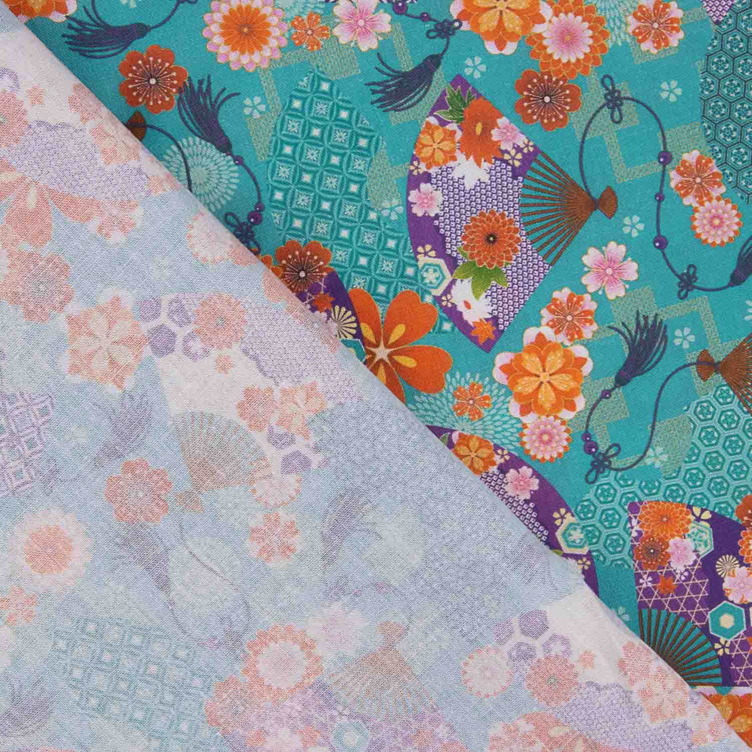 Popelín Algodón Estampado Abanicos - Ribes y Casals