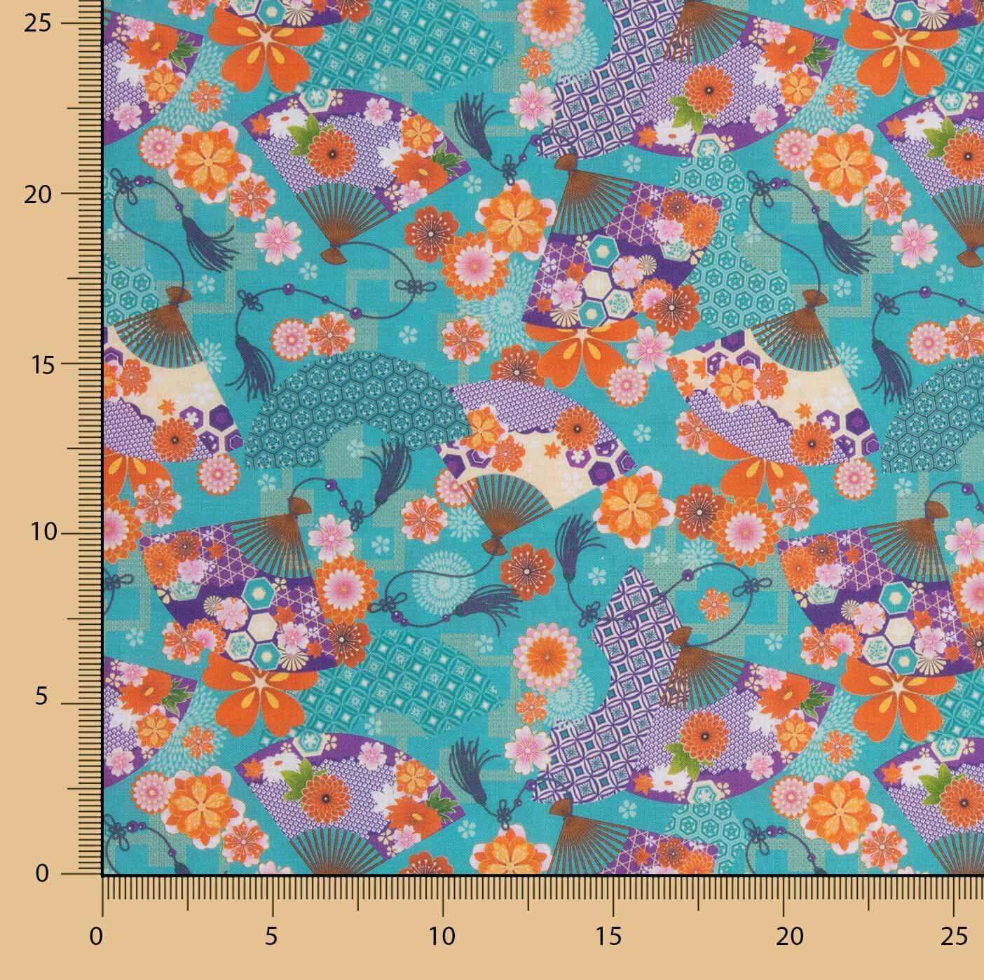 Popelín Algodón Estampado Abanicos - Ribes y Casals