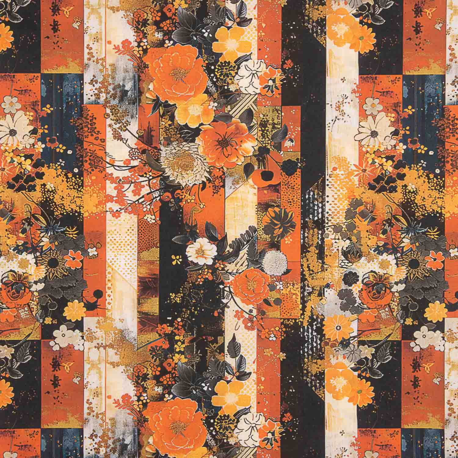 Popelín Algodón Estampado Floral Japonés - Ribes y Casals