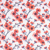 Popelín Algodón Estampado Ramas Sakura Coral - Ribes y Casals