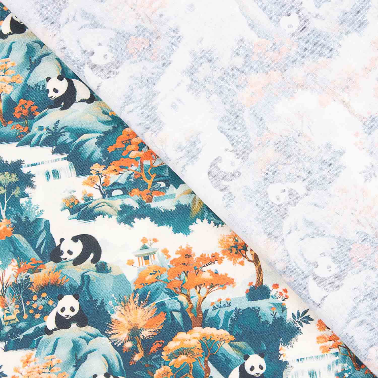 Popelín Algodón Estampado Pandas - Ribes y Casals