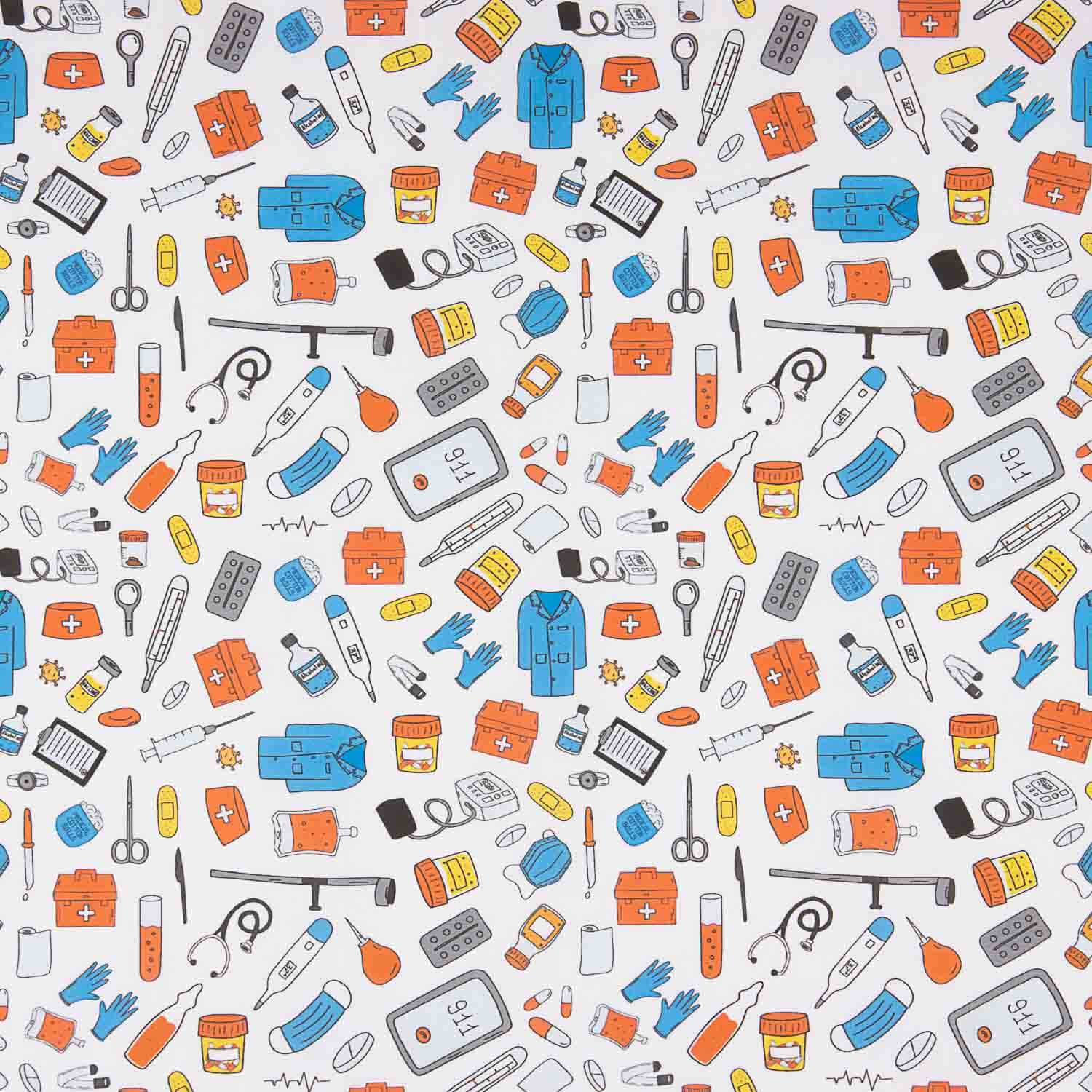 Popelín Algodón Estampado Utensilios Médicos - Ribes y Casals