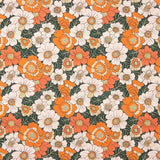 Popelín Algodón Estampado Flores Retro Naranja - Ribes y Casals