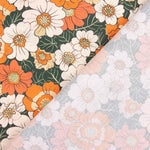 Popelín Algodón Estampado Flores Retro Naranja - Ribes y Casals