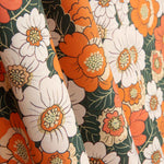 Popelín Algodón Estampado Flores Retro Naranja - Ribes y Casals