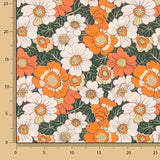Popelín Algodón Estampado Flores Retro Naranja - Ribes y Casals