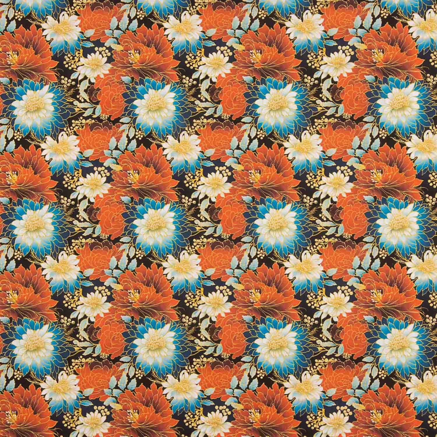 Popelín Algodón Estampado Flores Oriental - Ribes y Casals