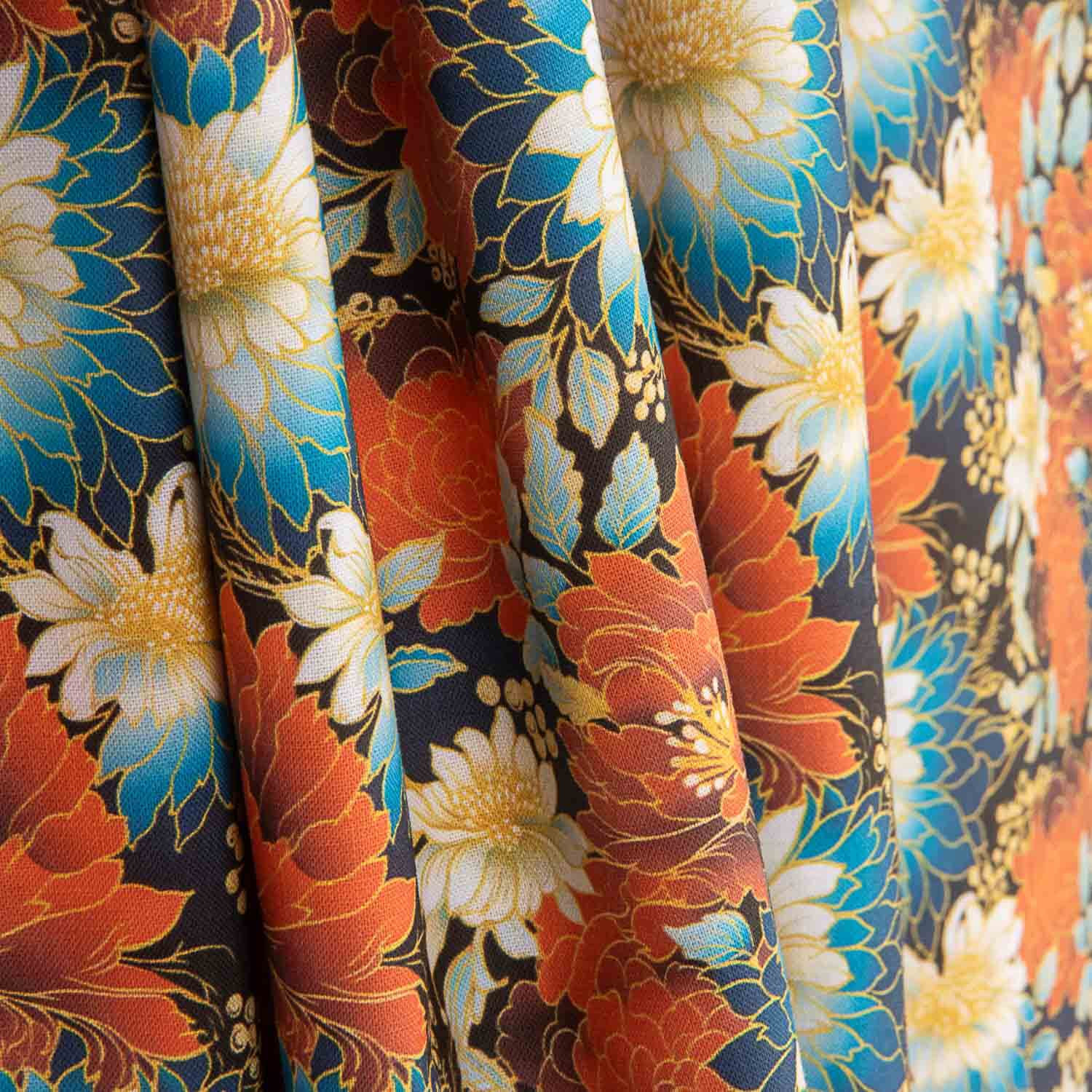 Popelín Algodón Estampado Flores Oriental - Ribes y Casals