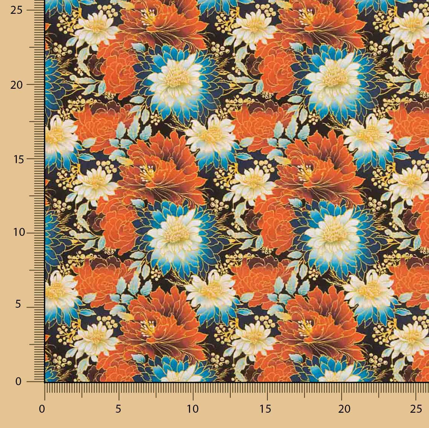 Popelín Algodón Estampado Flores Oriental - Ribes y Casals