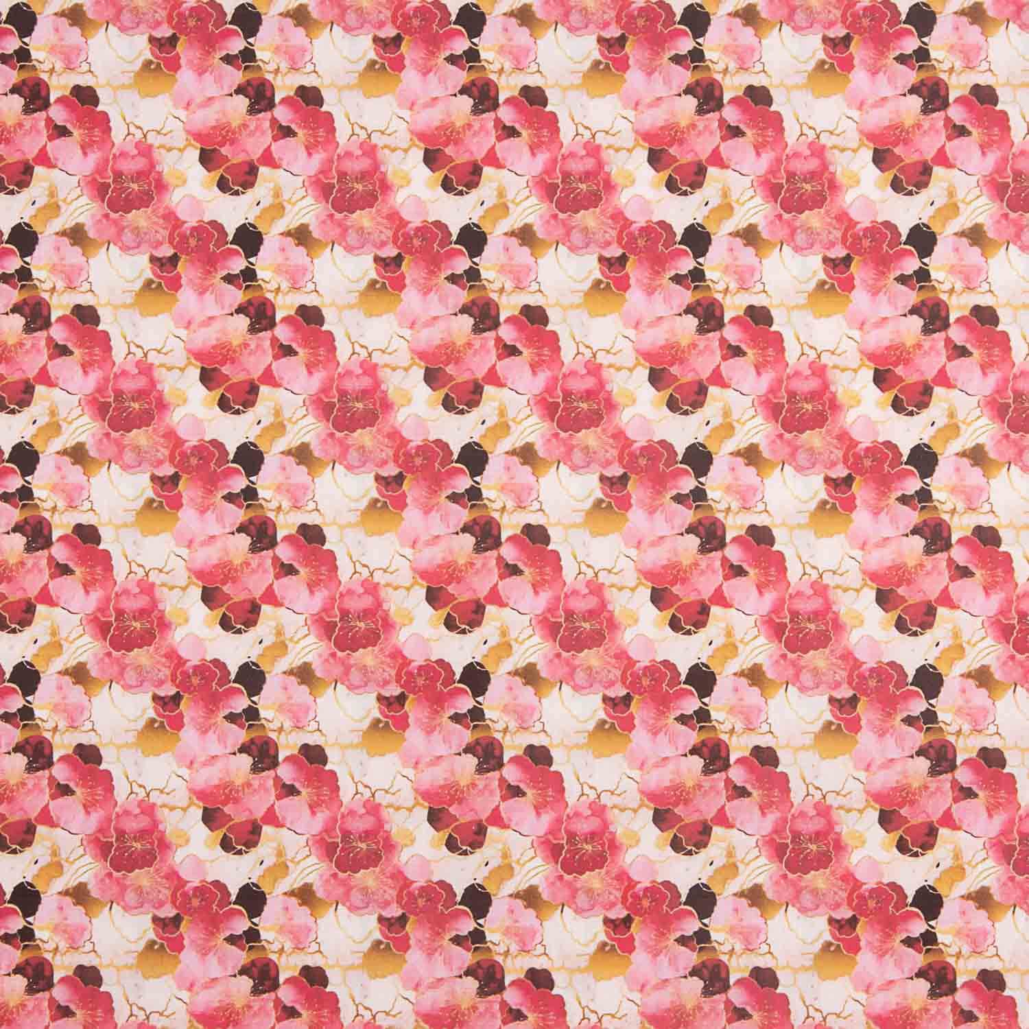 Popelín Algodón Estampado Flores Acuarela Rosa - Ribes y Casals