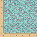 Popelín Algodón Estampado Flores Mini Turquesa - Ribes y Casals