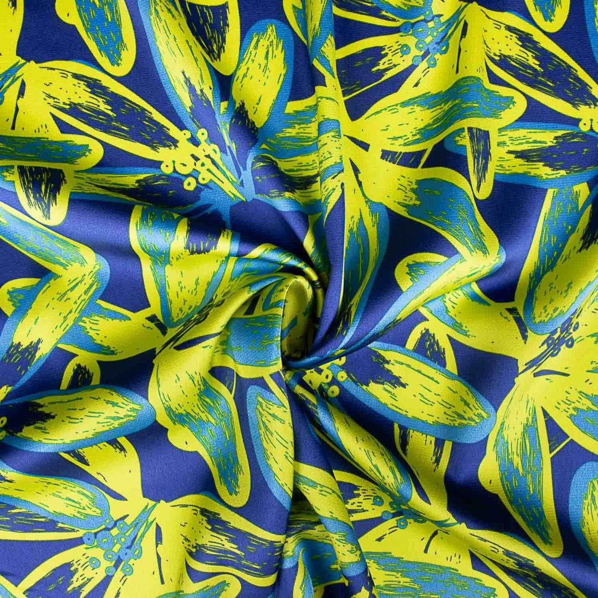 Crepe Satén Tropic Azul - Ribes y Casals