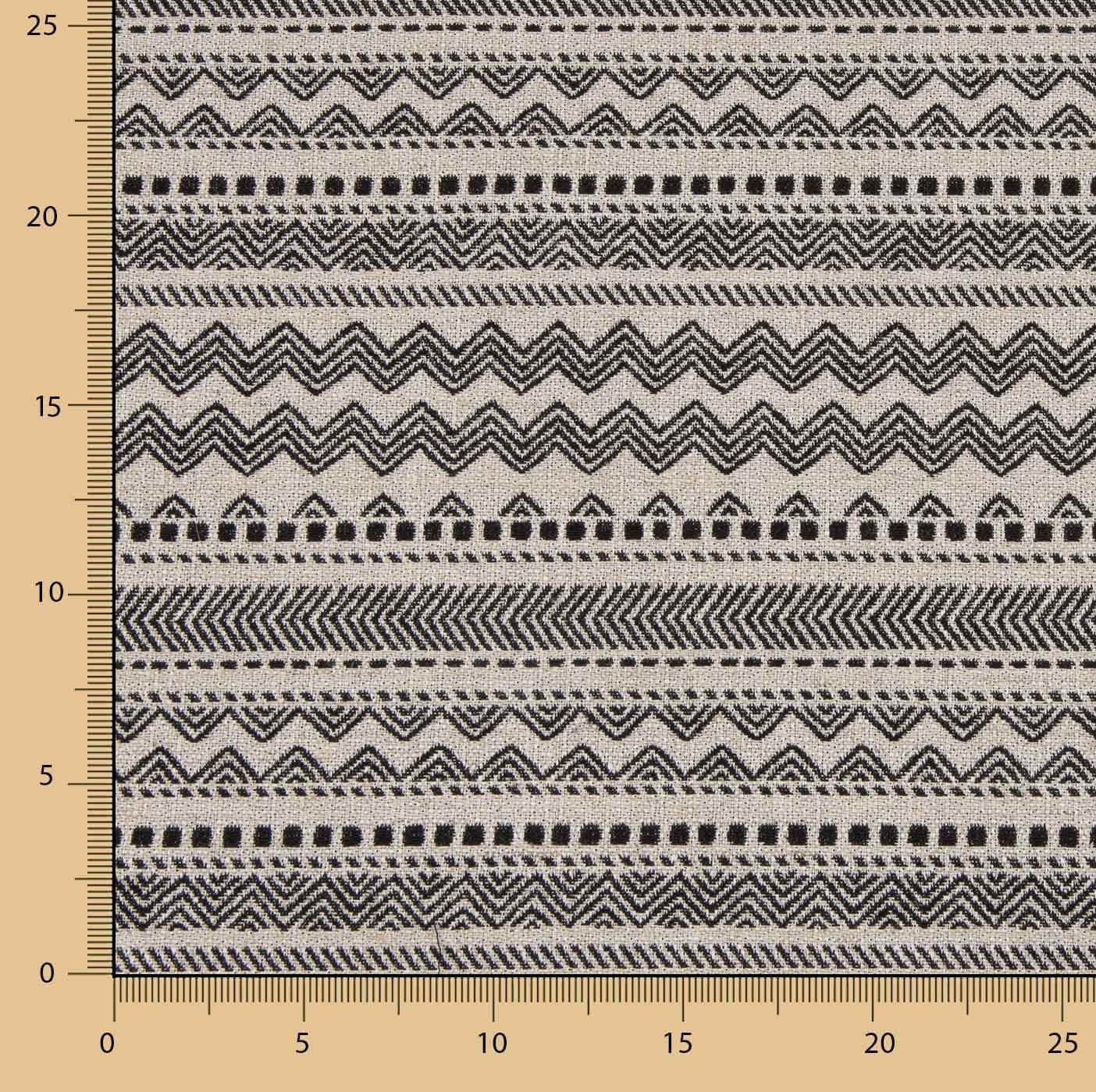 Loneta Jacquard Tapicería Étnico Negro - Ribes y Casals