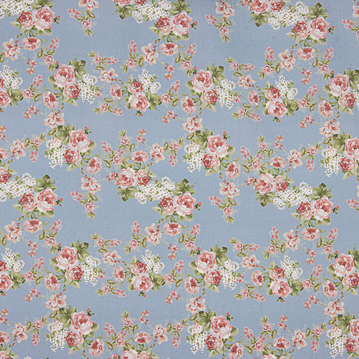 Viyela Estampada Rosas Provenza Azul - Ribes y Casals