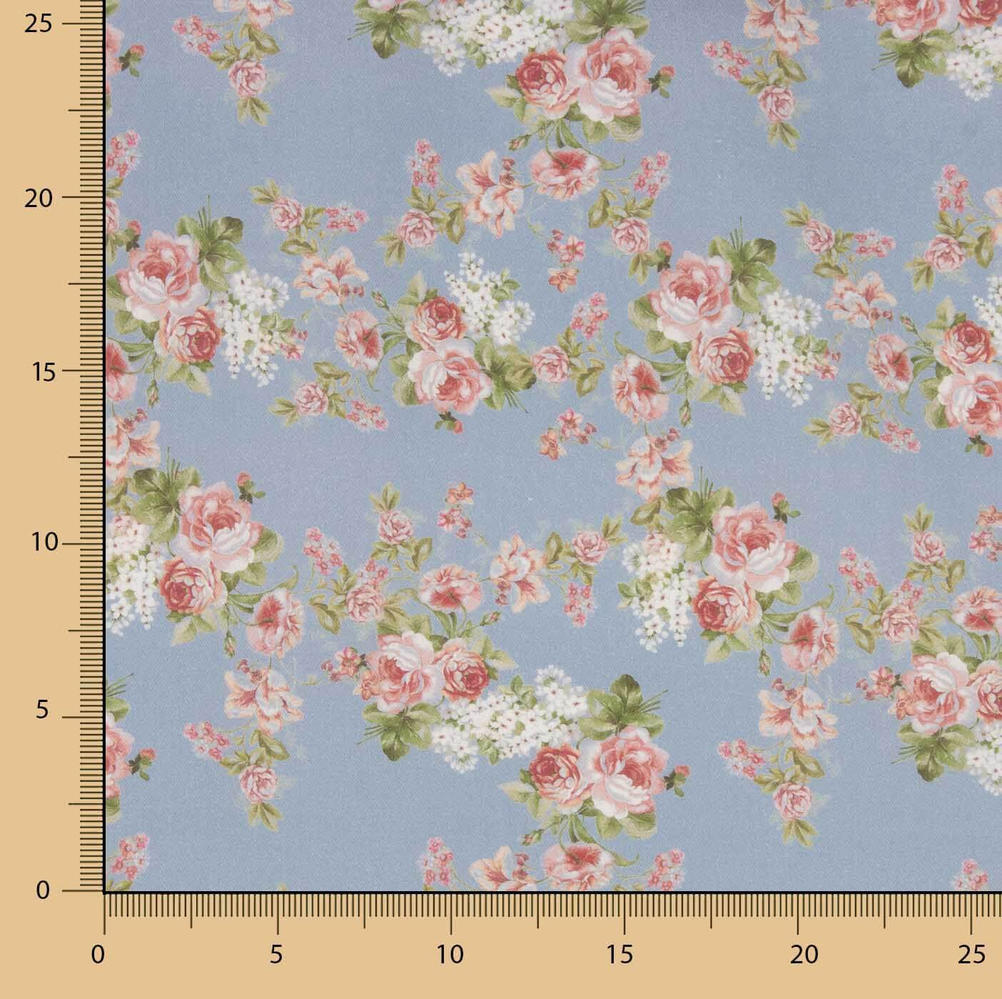 Viyela Estampada Rosas Provenza Azul - Ribes y Casals