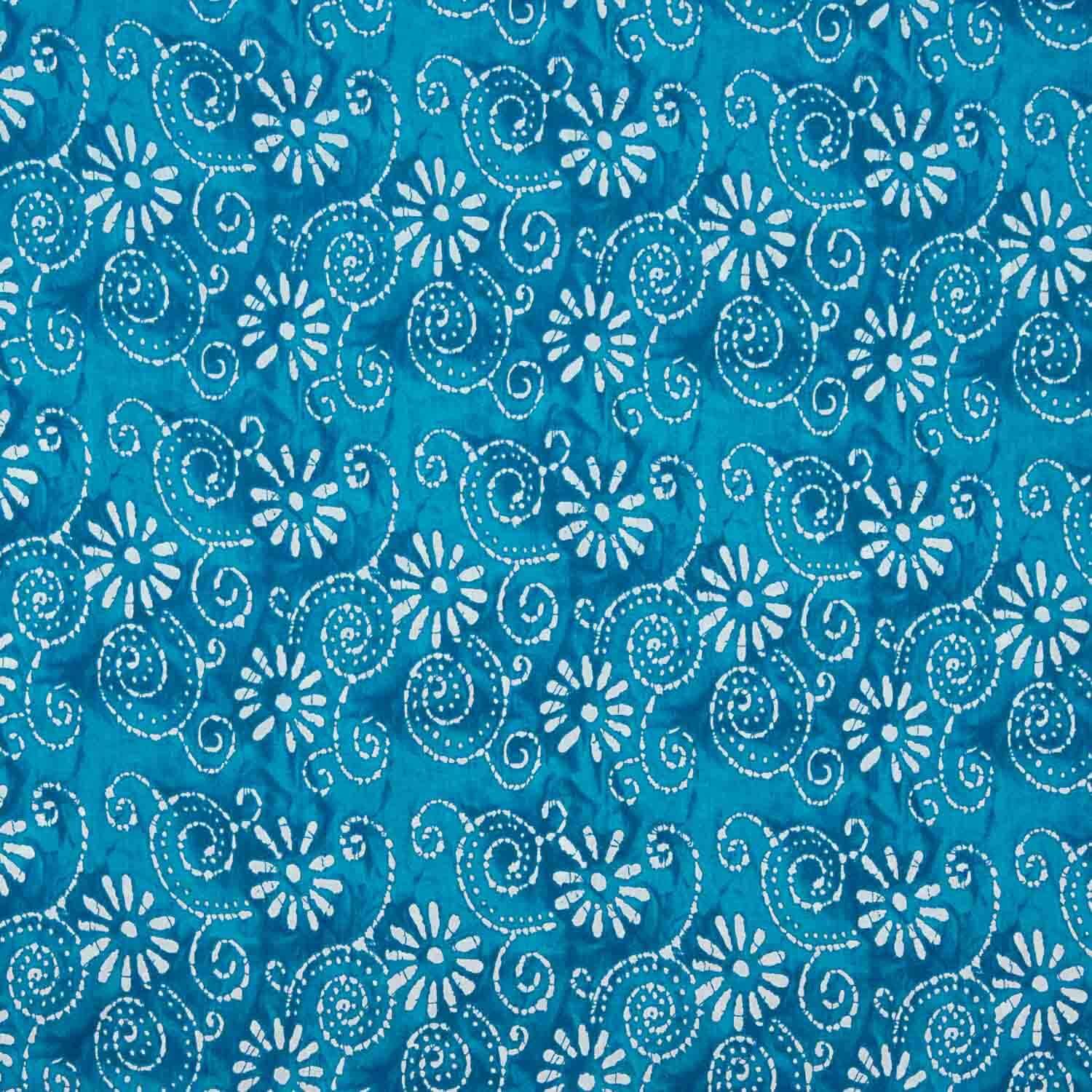 Voile Algodón Estampado Espirales Batik Turquesa - Ribes y Casals