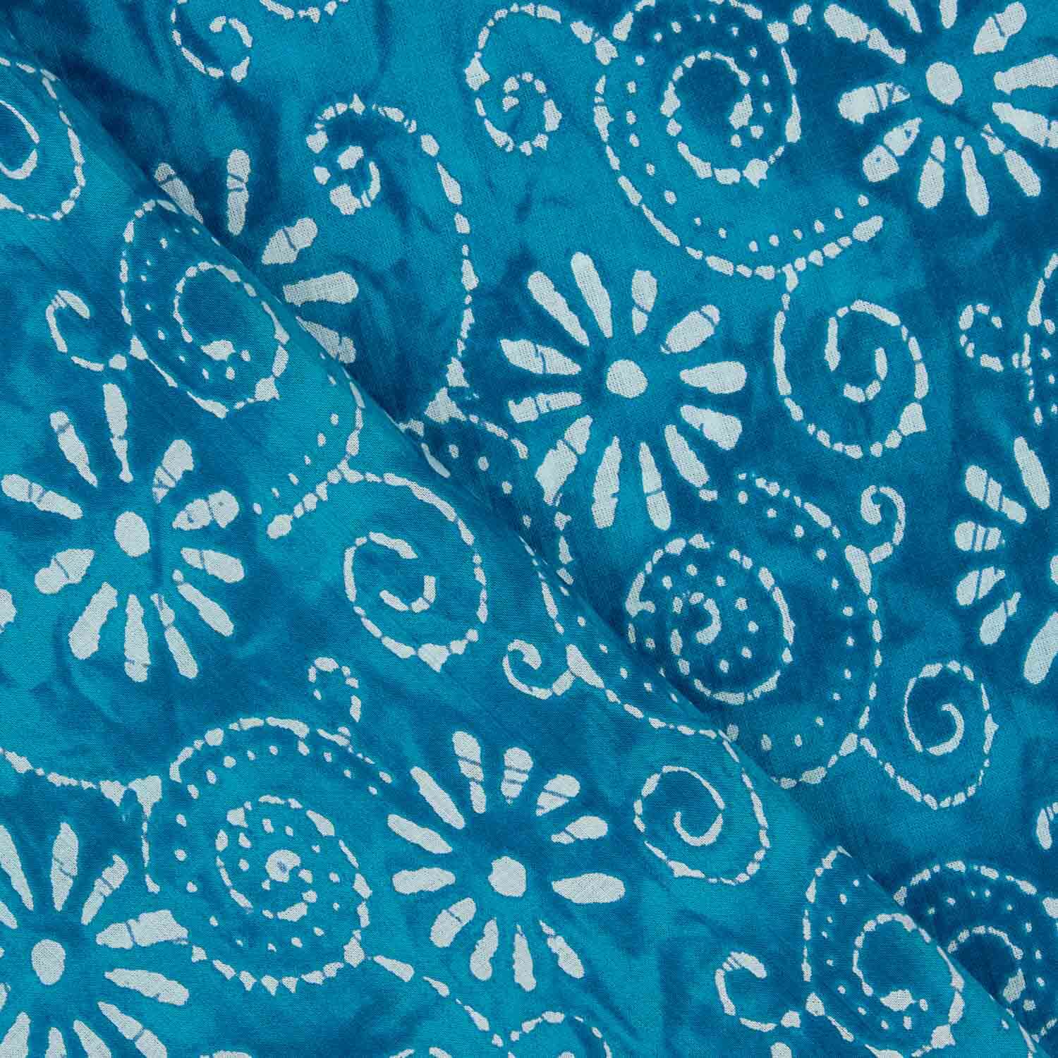 Voile Algodón Estampado Espirales Batik Turquesa - Ribes y Casals