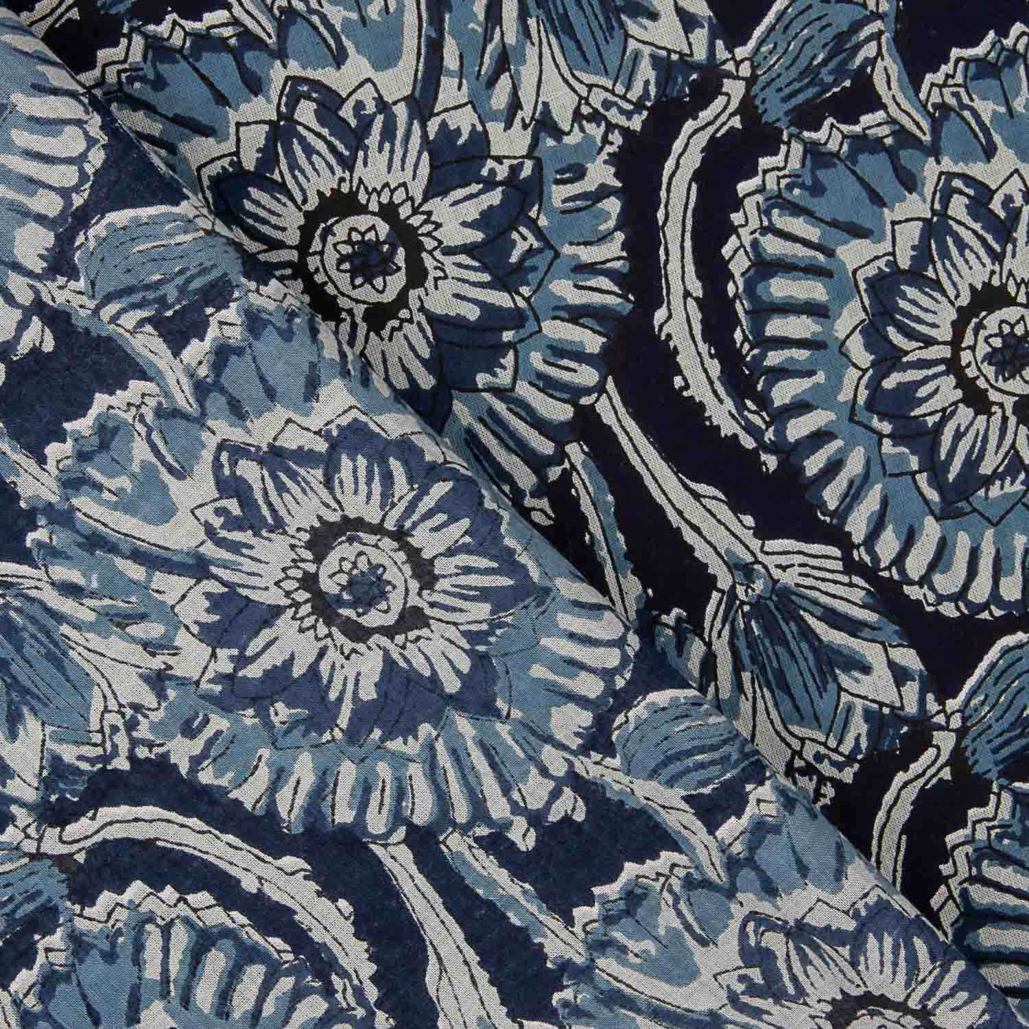 Voile Algodón Estampado Flor Índigo Nocturno - Ribes y Casals