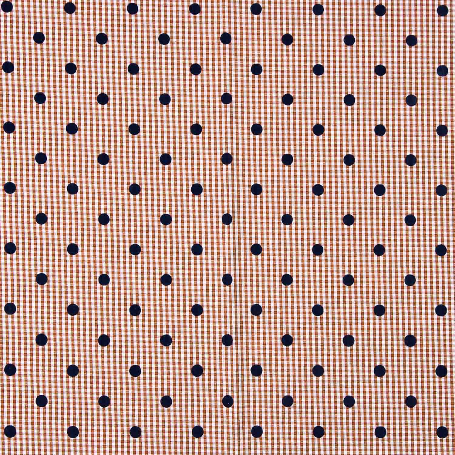 Vichy Algodón Teja Flocado Lunar Marino - Ribes y Casals