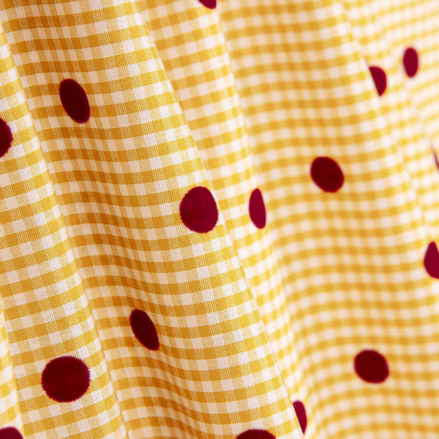 Vichy Algodón Albero Flocado Lunar Granate - Ribes y Casals