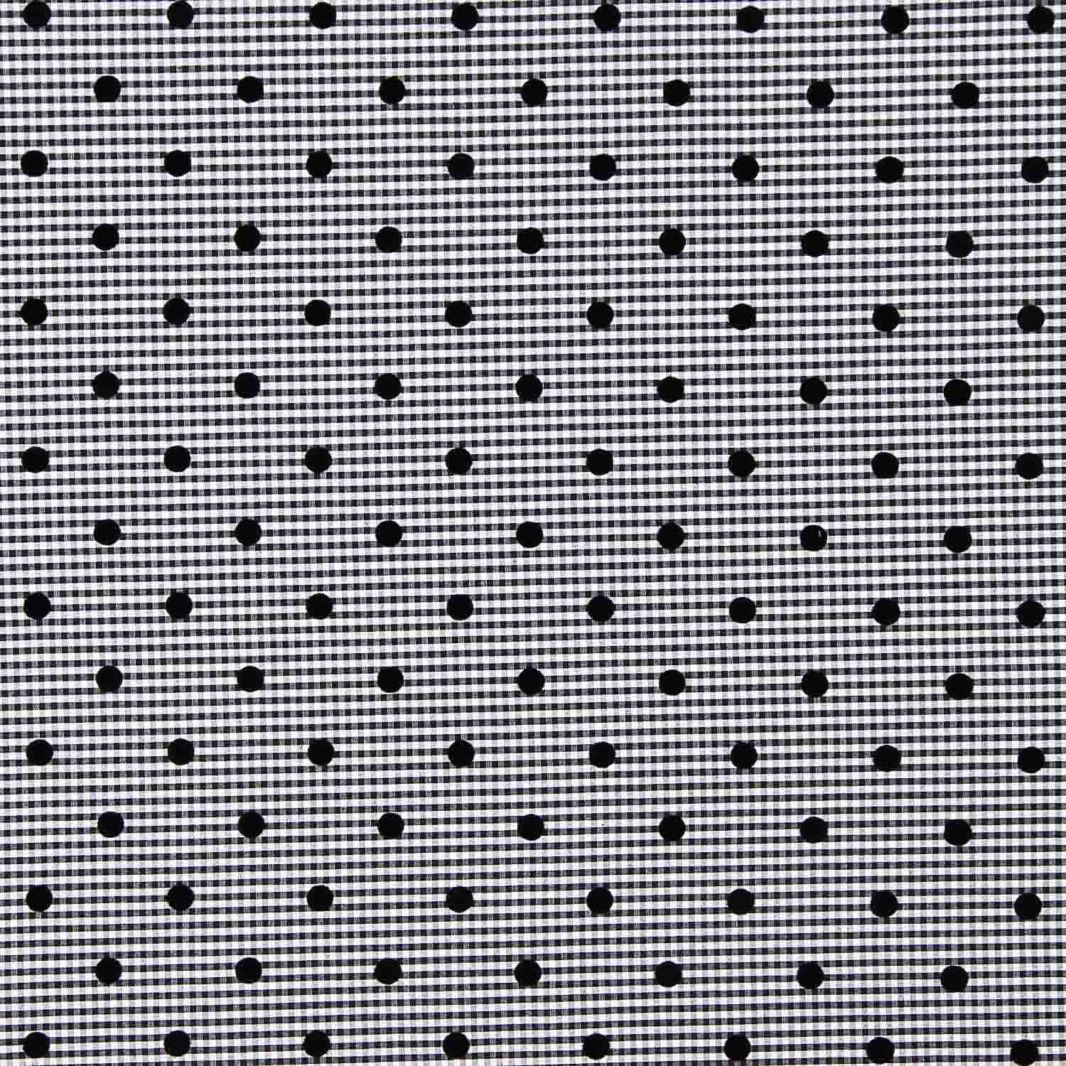 Vichy Algodón Negro Flocado Lunar Negro - Ribes y Casals