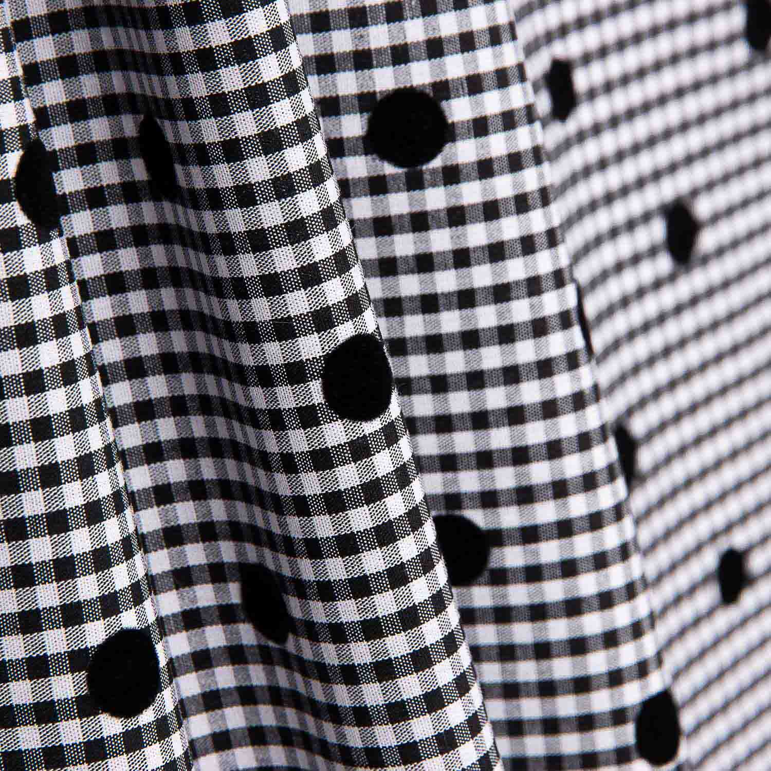 Vichy Algodón Negro Flocado Lunar Negro - Ribes y Casals