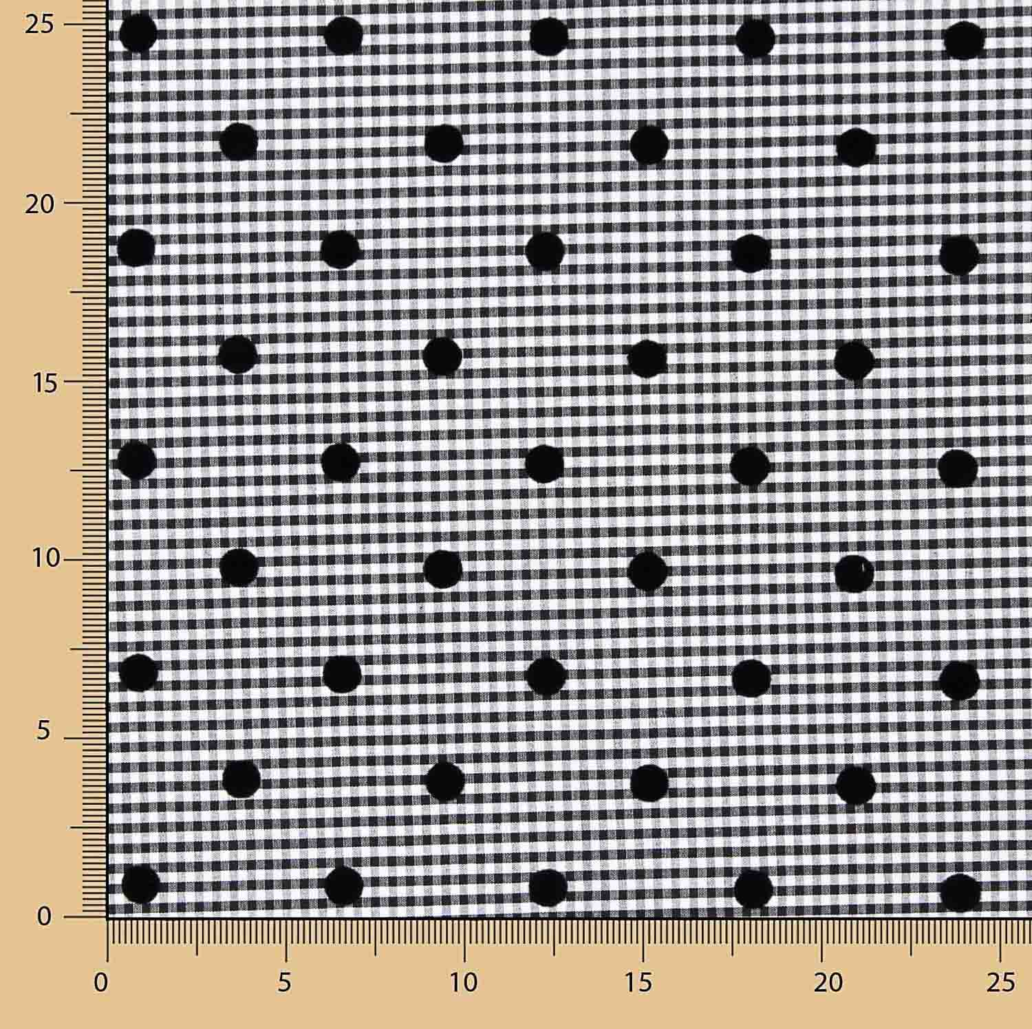 Vichy Algodón Negro Flocado Lunar Negro - Ribes y Casals