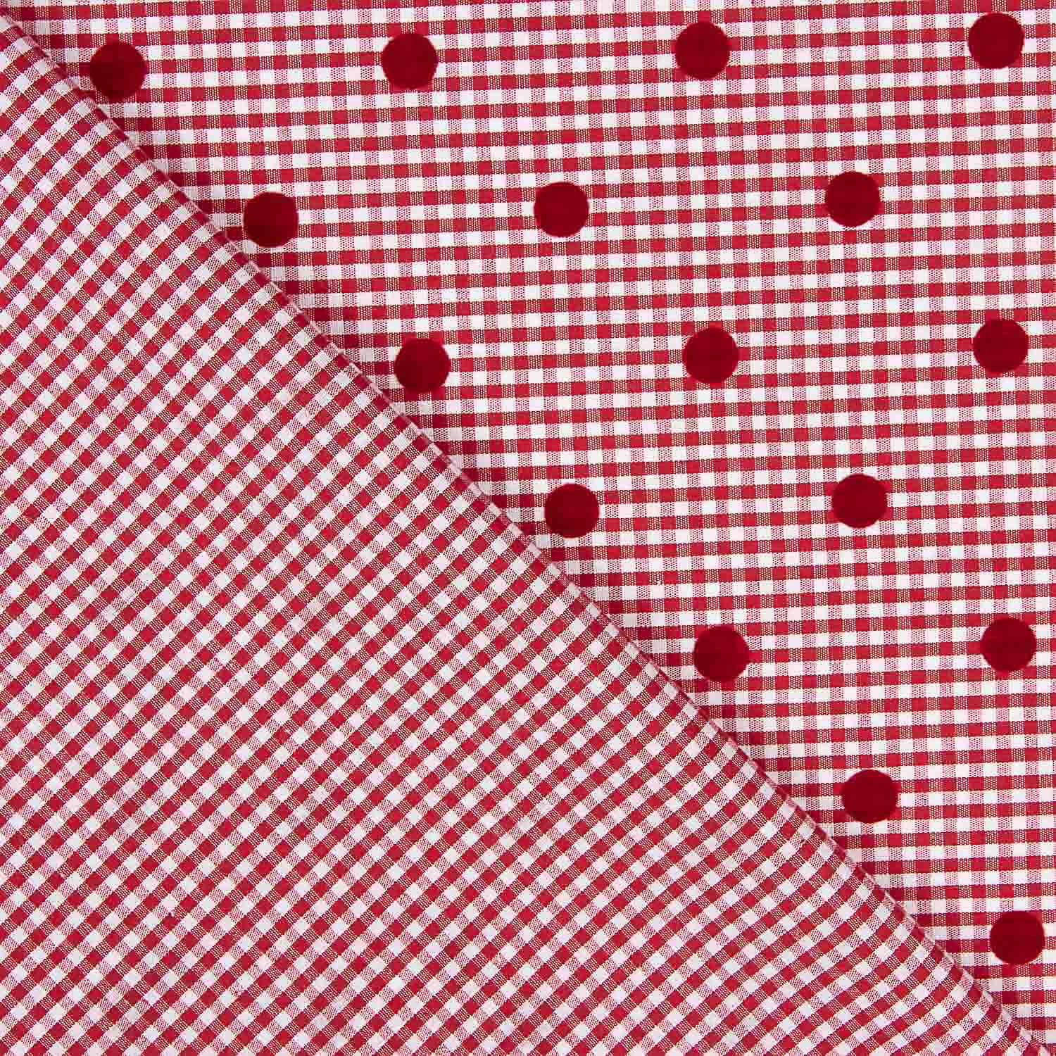 Vichy Algodón Rojo Flocado Lunar Rojo - Ribes y Casals