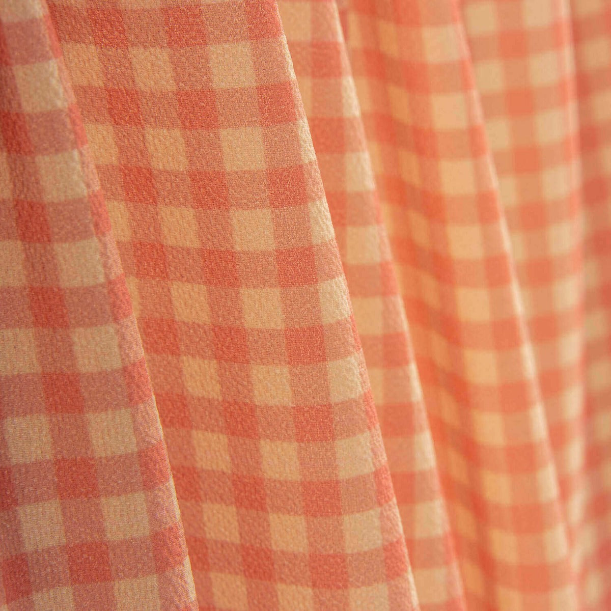 Crepe Vichy Naranja y Coral - Ribes y Casals