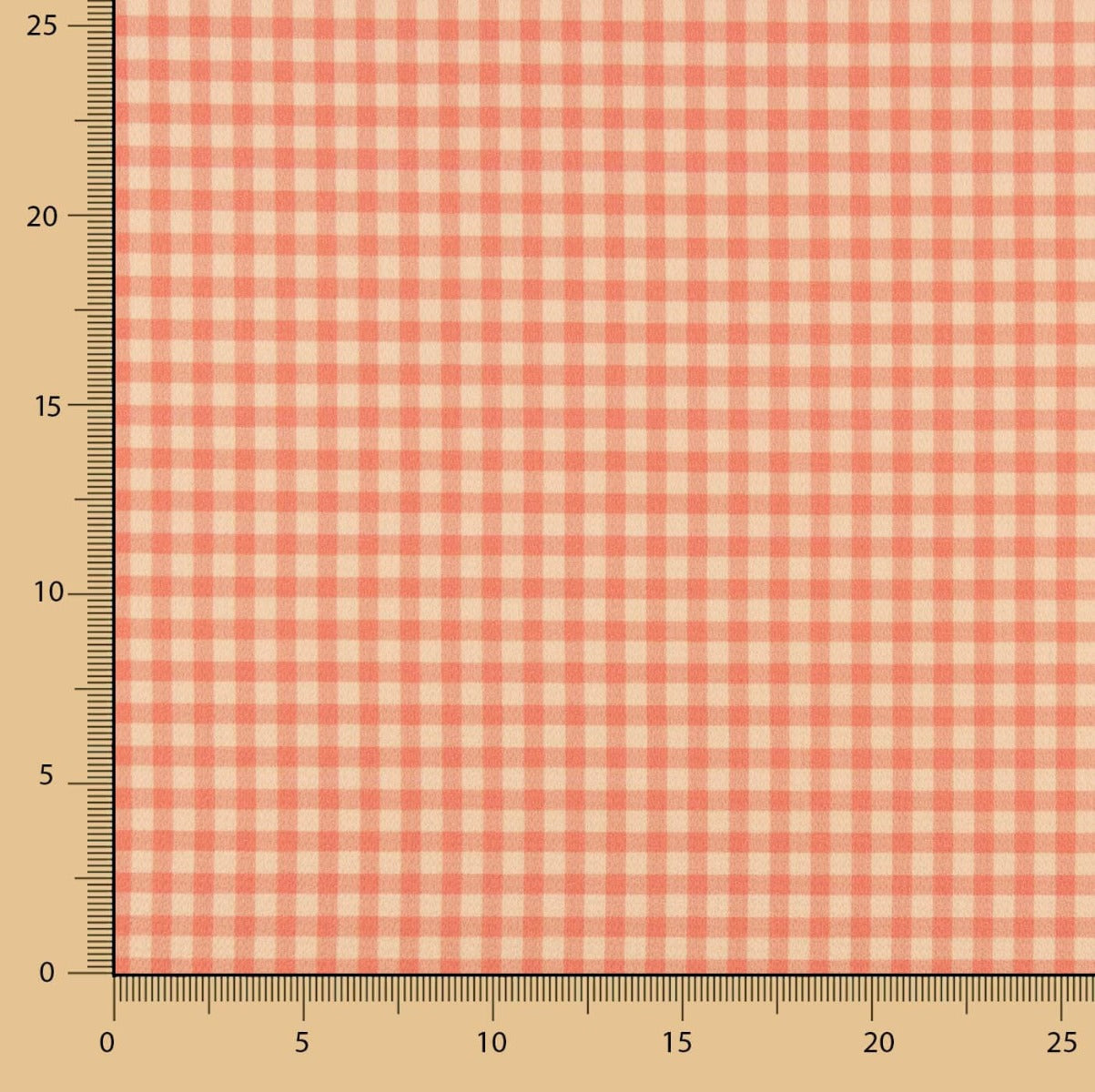 Crepe Vichy Naranja y Coral - Ribes y Casals