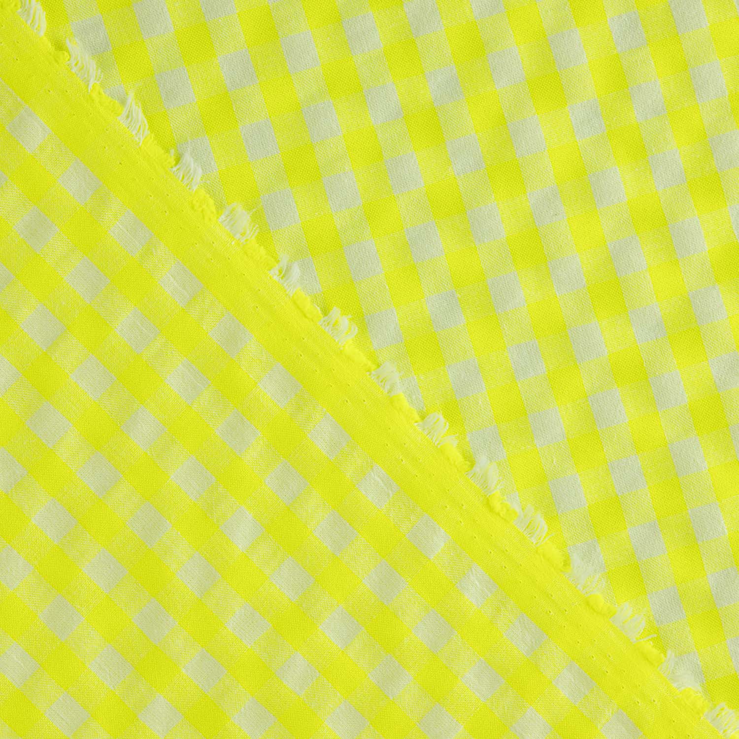 Popelina Seersucker Cuadros Amarillo Flúor - Ribes y Casals