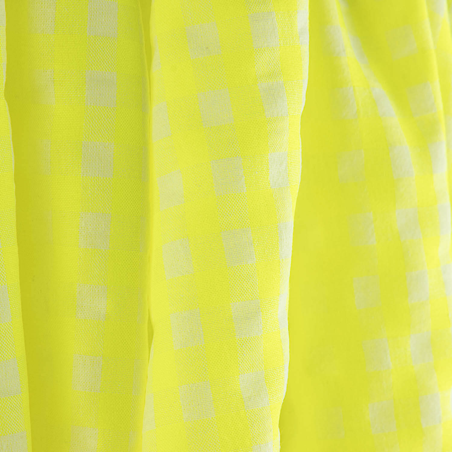Popelina Seersucker Cuadros Amarillo Flúor - Ribes y Casals