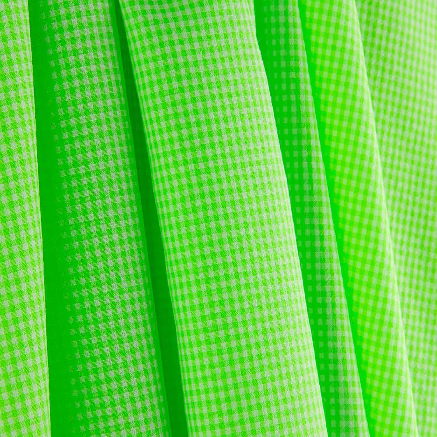 Popelina Seersucker Mini Cuadros Verde Flúor - Ribes y Casals