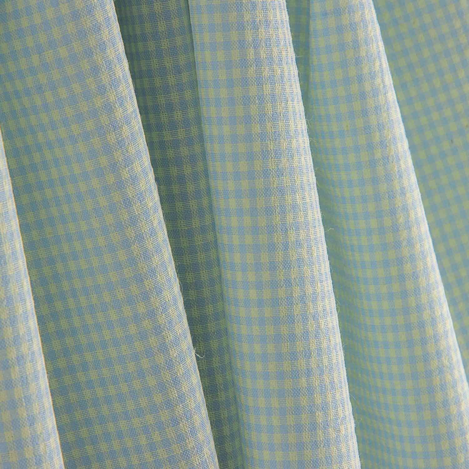 Popelina Seersucker Mini Cuadros Azul Suave - Ribes y Casals