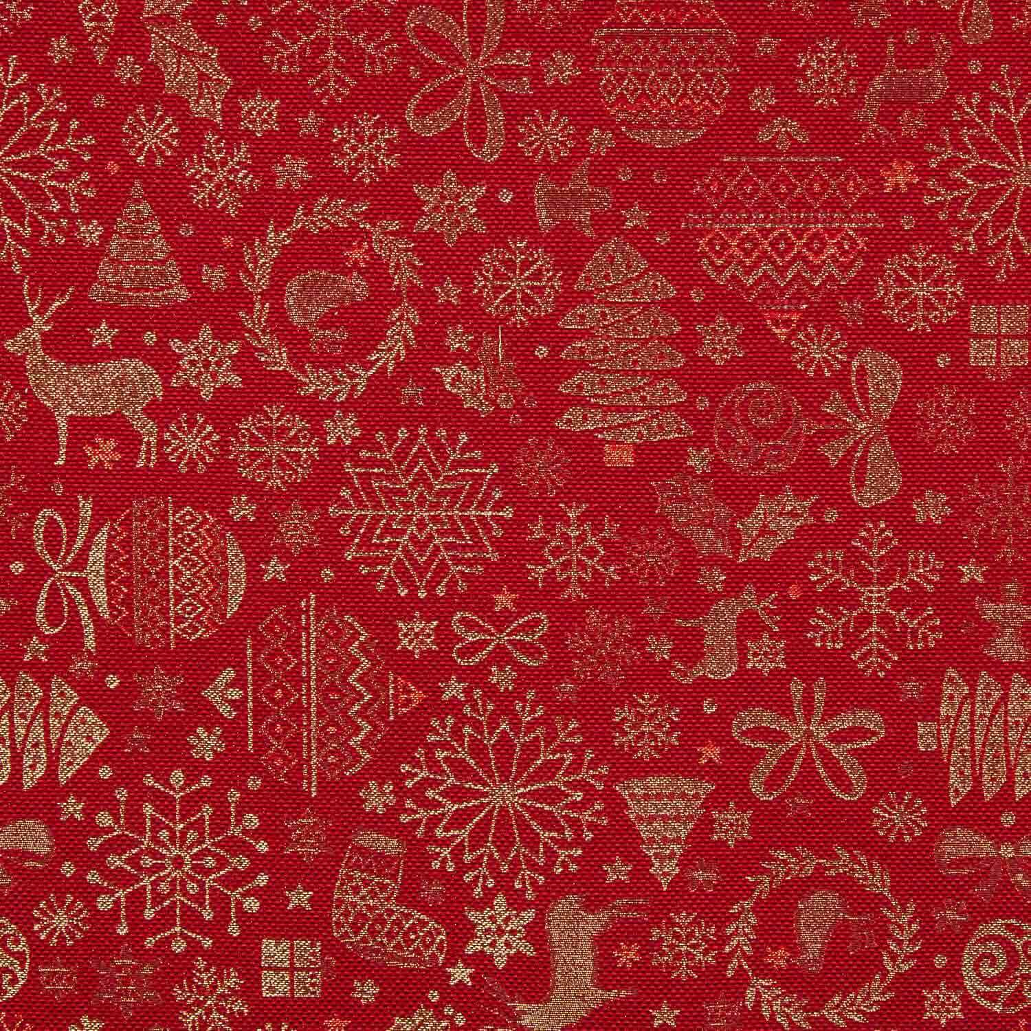 Loneta Jacquard Navidad Lurex Roja - Ribes y Casals