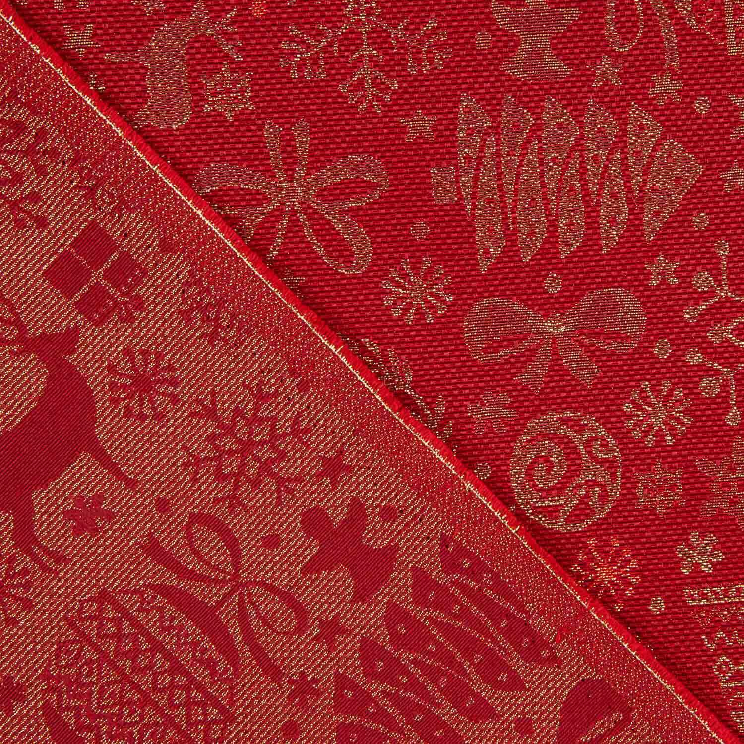 Loneta Jacquard Navidad Lurex Roja - Ribes y Casals
