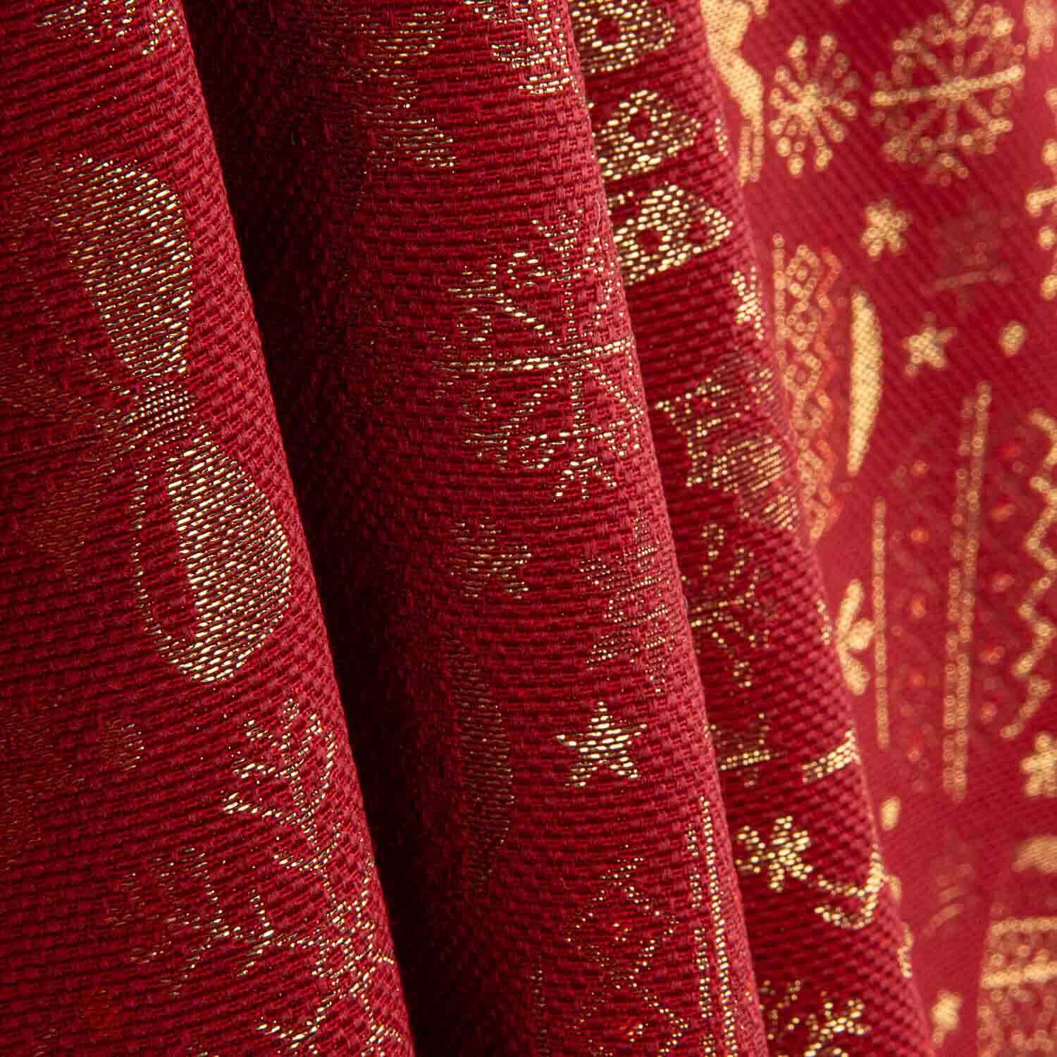 Loneta Jacquard Navidad Lurex Roja - Ribes y Casals