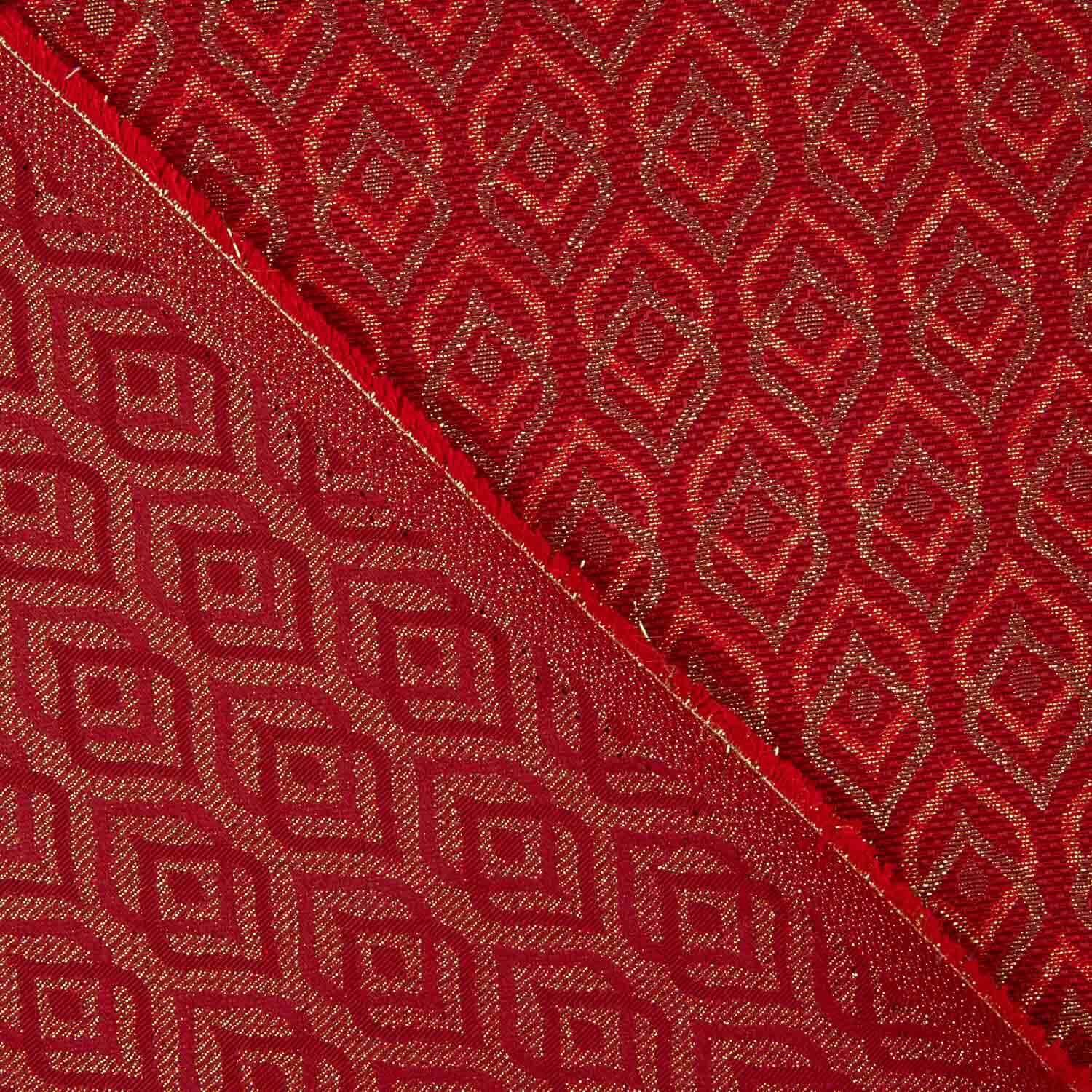 Loneta Jacquard Lágrima Lurex Rojo - Ribes y Casals