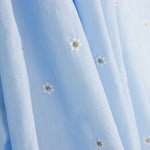 Voile de Algodón Celeste con Bordado Floral y Lúrex Dorado - Ribes y Casals