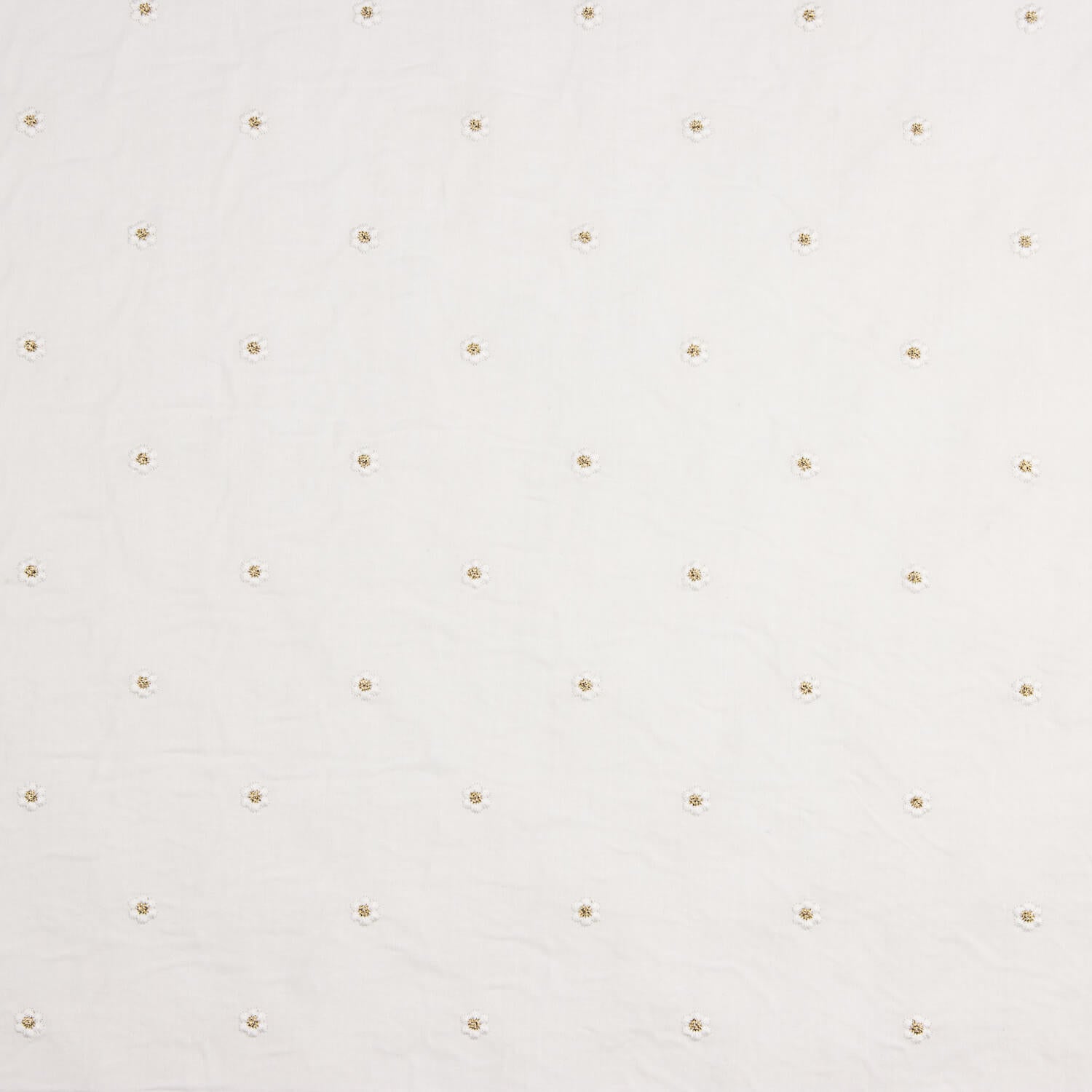 Voile de Algodón Blanco con Bordado Floral y Lúrex Dorado - Ribes y Casals