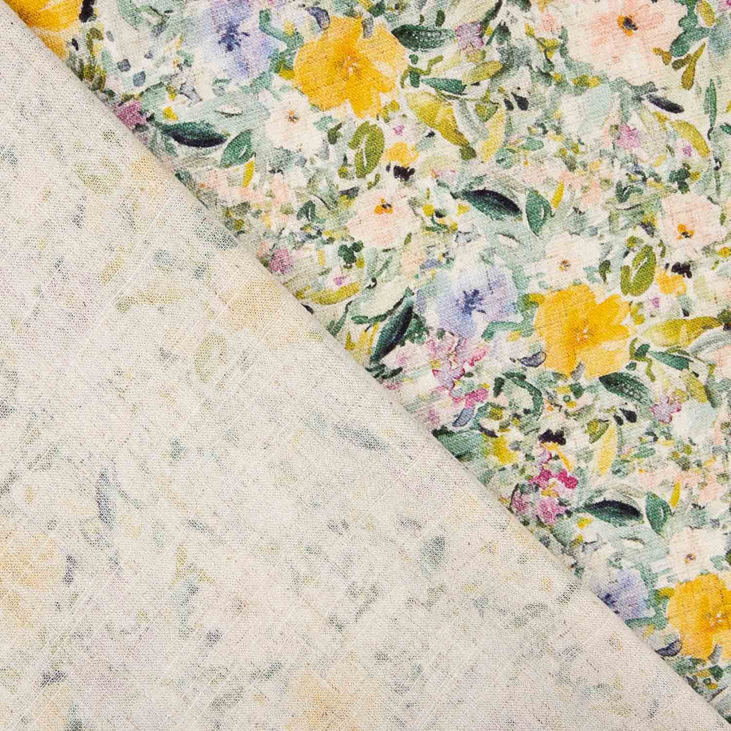 Crepé Lino y Viscosa Estampado Floral Amarillo - Ribes y Casals