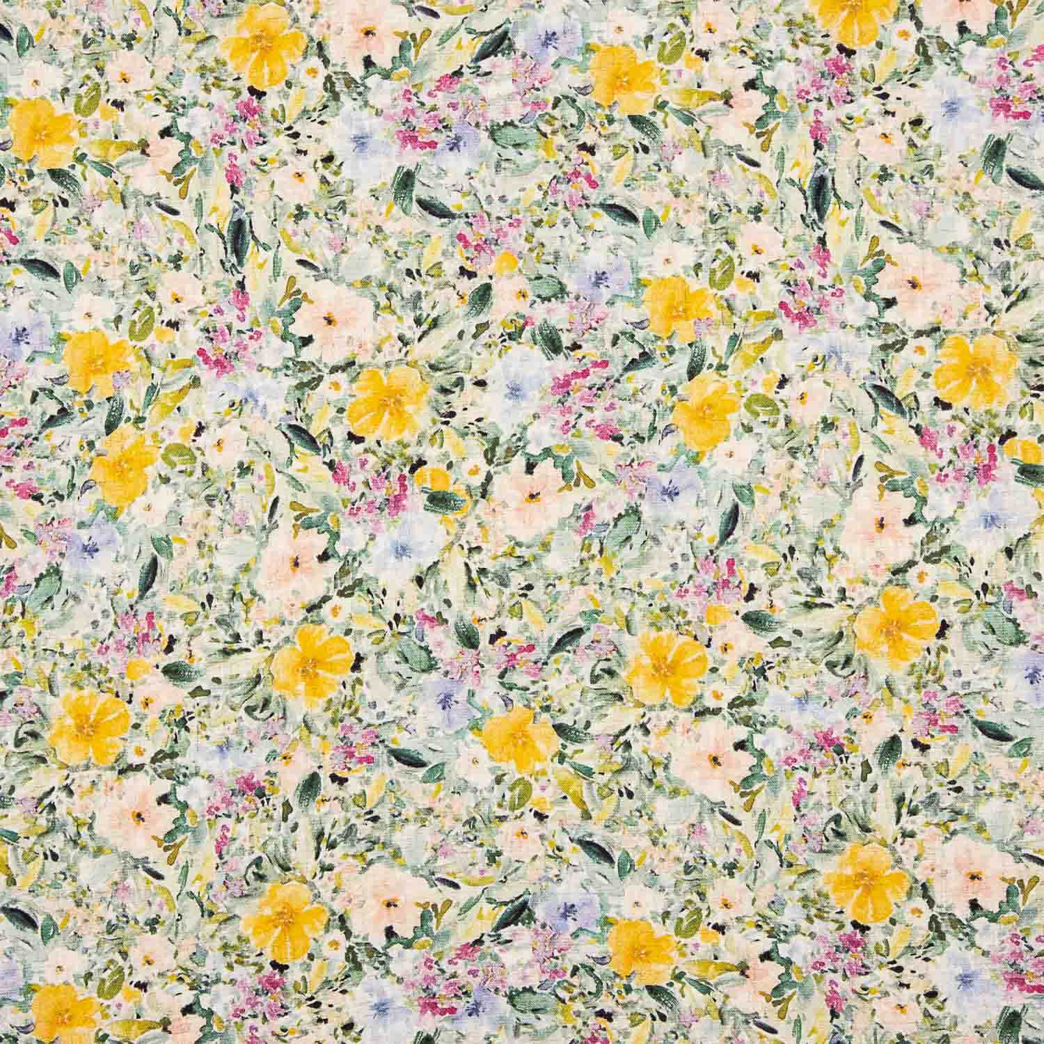 Crepé Lino y Viscosa Estampado Floral Amarillo - Ribes y Casals