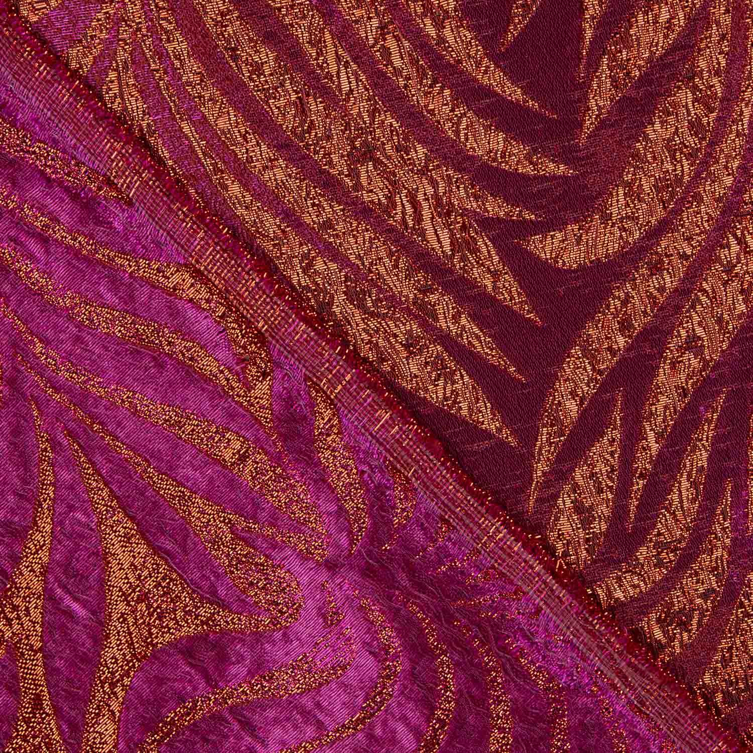Brocado Lurex Hojas Morado y Rojo - Ribes y Casals