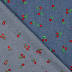 Chambray Algodón Bordado Cerezas - Ribes y Casals