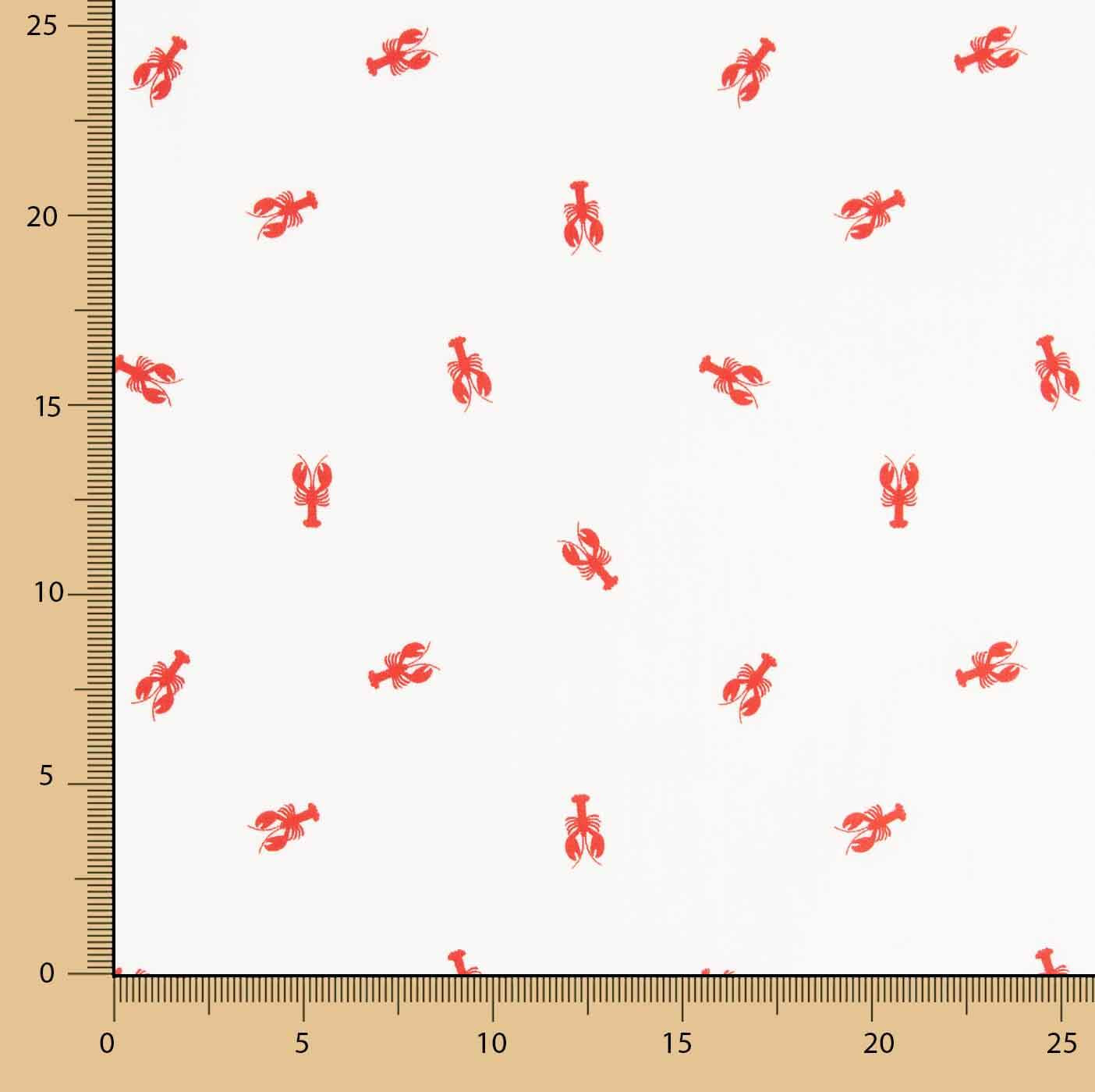 Popelín Algodón Estampado Langostas Rojas - Ribes y Casals
