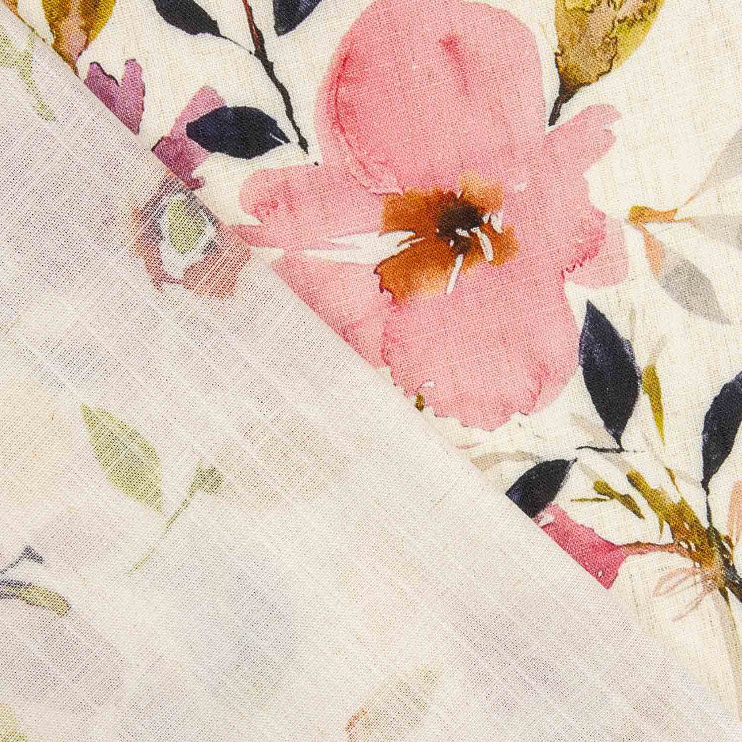 Lino con Viscosa Estampado Floral Acuarela - Ribes y Casals