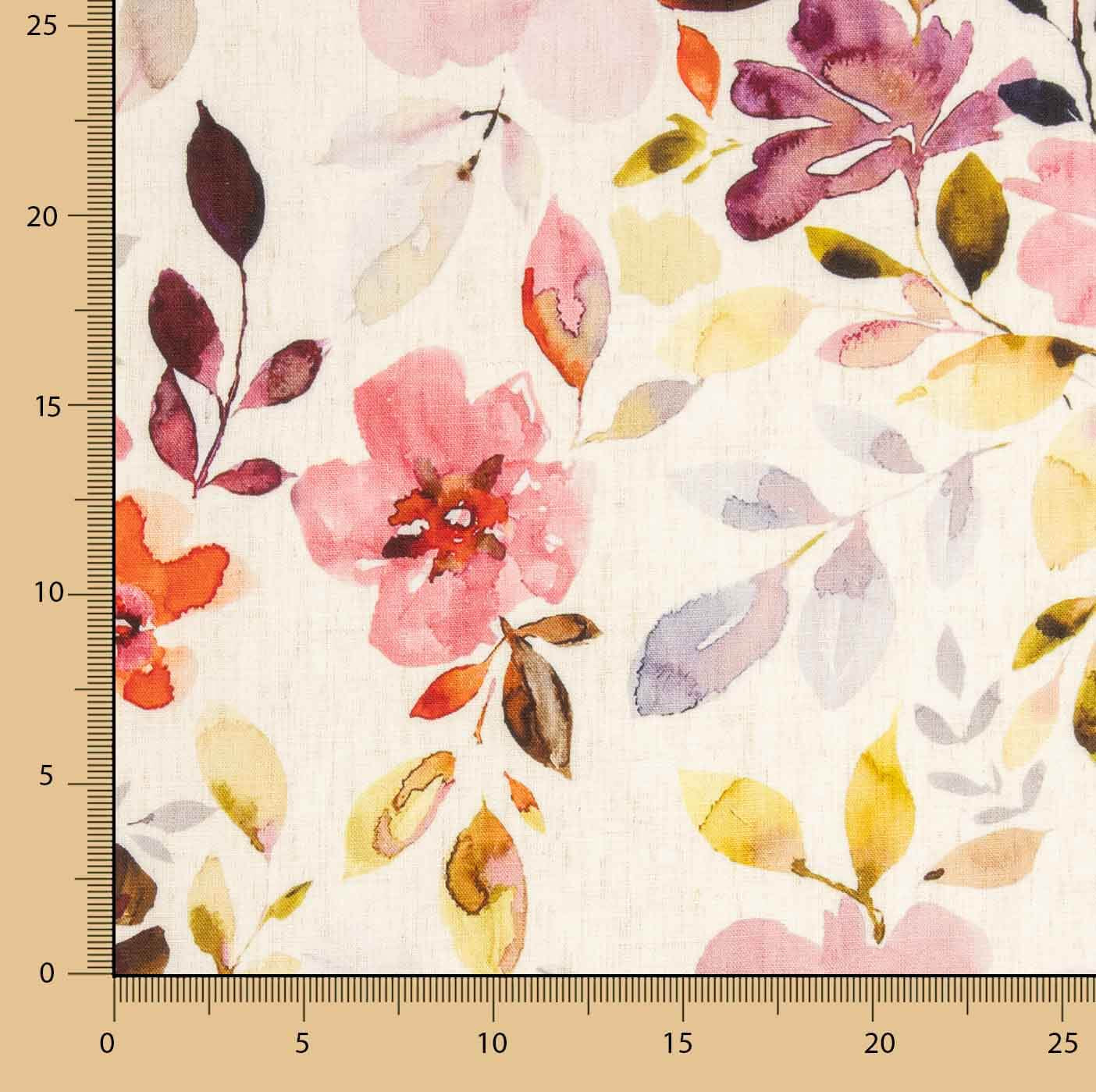 Lino con Viscosa Estampado Floral Acuarela - Ribes y Casals